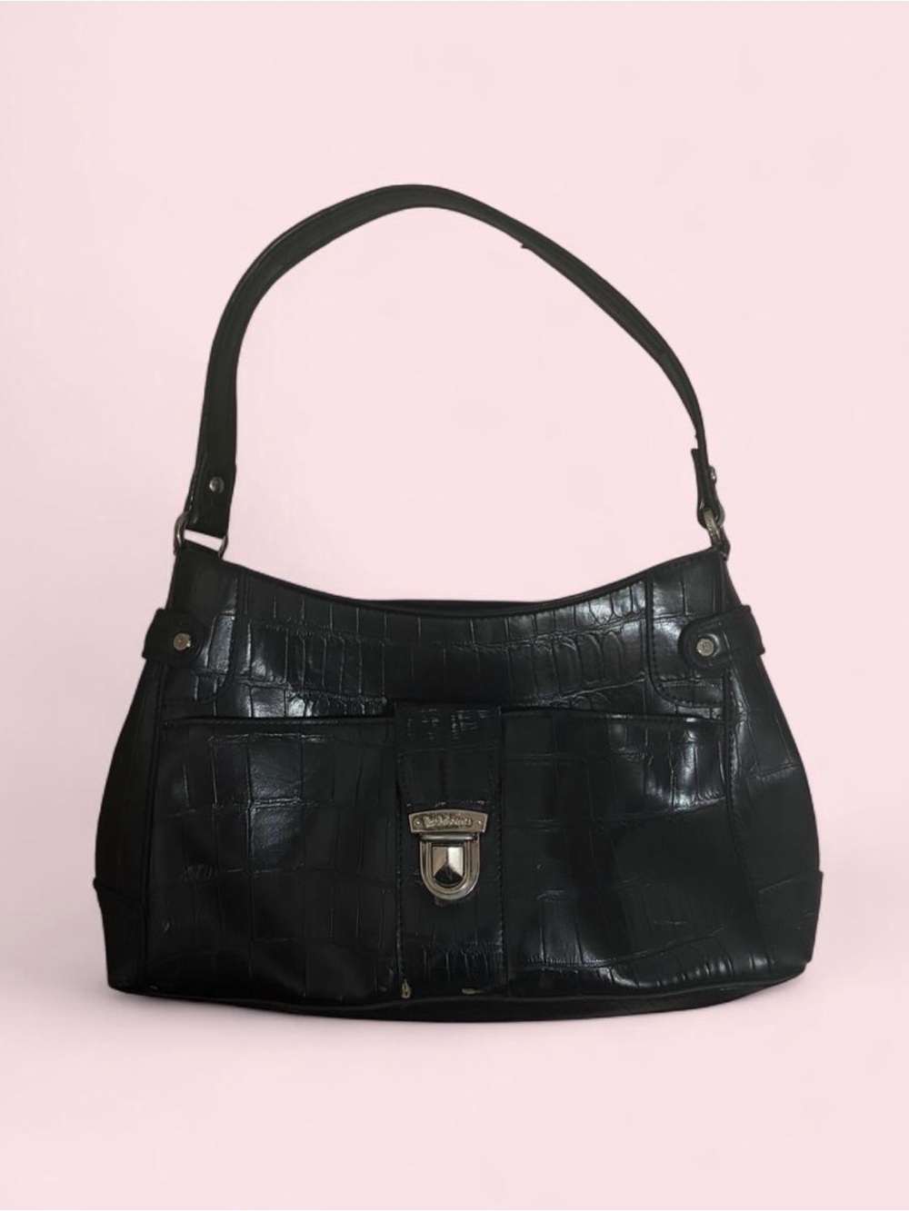 Liz Claiborne black croc shoulder bag